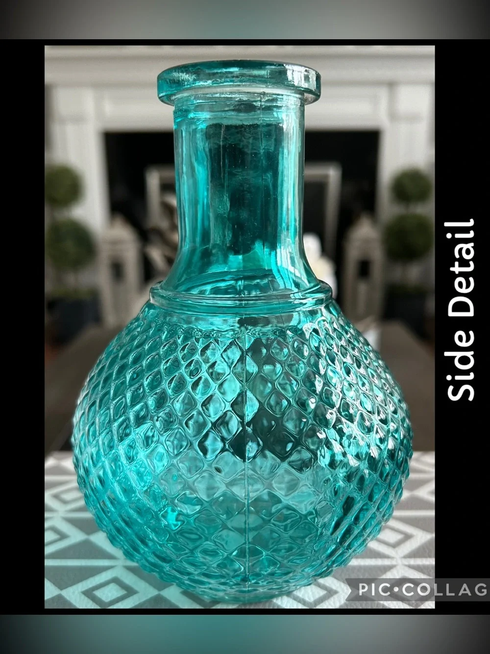 Turquoise Textured Glass Vase - Home Accents